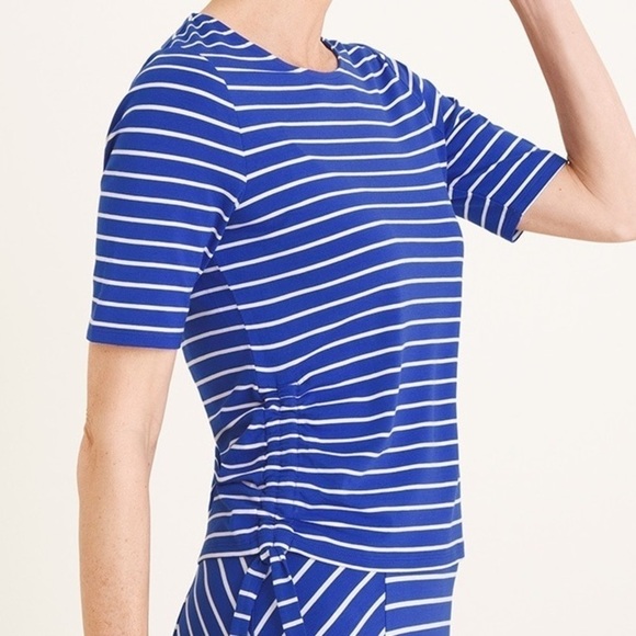 Chicos Striped Side-Ruched Top - Picture 1 of 7